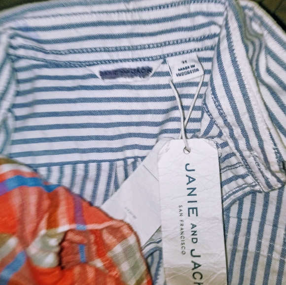 Janie and Jack-2T both qty. 2 long sleeve button down shirts, 1 is NWT, NWOT - Picture 4 of 5